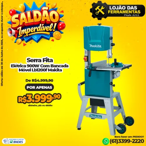 Serra Fita 900W Com Bancada Móvel Lb1200f Makita