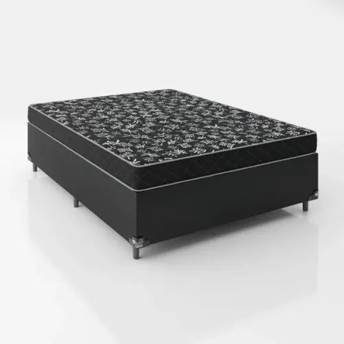 Base Box Casal Preta com Colchão Casal D20 - Entrega Rápida!