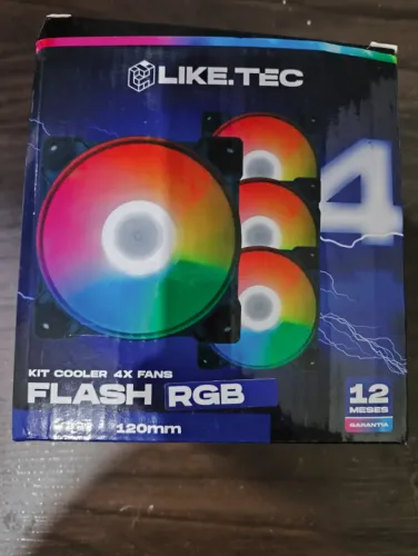 Kit Fan Com 4 Unidades Liketec Flash RGB, 120mm, Black 12v