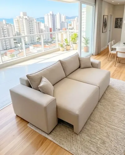 Sofá GIGANTE retrátil em LINHO bege.Entrego