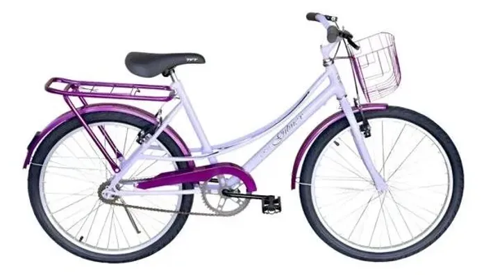 Bicicleta Aro 24 Passeio Infantil Bike Gilmex Lilás C/ Roxo