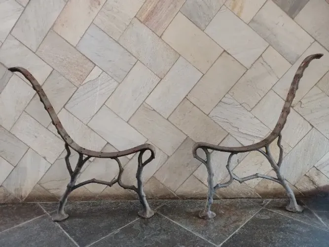  Pé De Banco Praça Jardim Ferro Fundido  (Par) Retro Usado 2