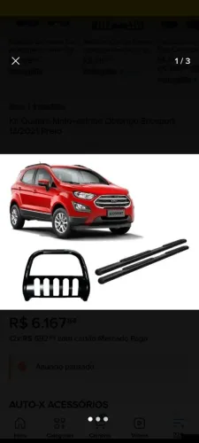 Kit quebra mato+estribo oblongo Ecosport 2013 a 2021