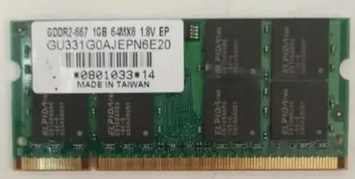 1 Memória Elpida 1GB DDR2 667MHz SO-DIMM - Usada