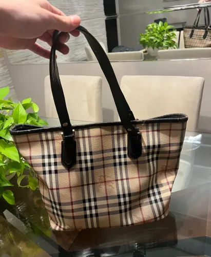bolsa burberry original tote xadrez vintage