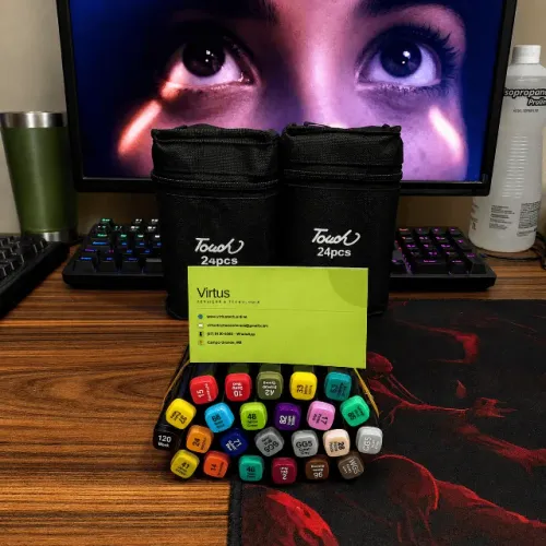 Kit Canetas Marcador Touch 24 Cores Ponta Dupla Com Estojo / Entrega na Hora!