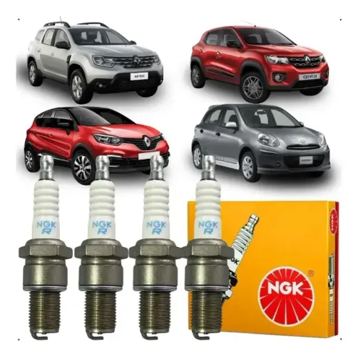 Kit Vela de Ignição, 4 unidades, Logan , Sandero, March, 206, Clio, Kangoo.