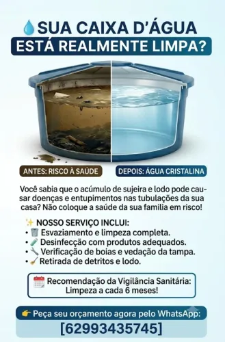 Limpeza e Higienização de Caixa d'Água - Residenciais e Industriais (De Plástico a 10.000L