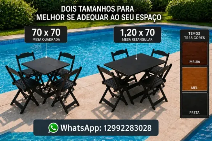 CONJUNTO DE MESA DOBRAVEL P/ RESTAURANTE DE MADEIRA