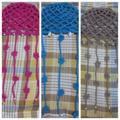 Touca headpiece em crochê 