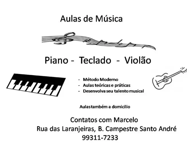 Aulas de teclado e violão