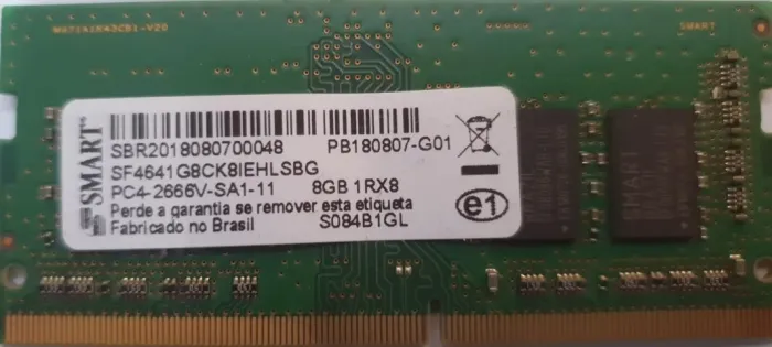 Memória RAM verde 8GB 1 Smart Sf4641g8ck8iehlsbg
