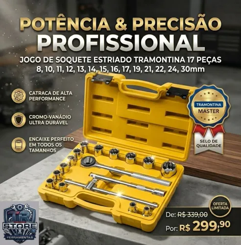 SOQUETE ESTRIADO TRAMONTINA MASTER 17 PEÇAS