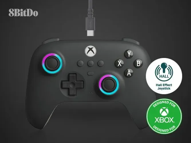 Controle 8BitDo Ultimate C Xbox PC Com Fio Hall Effect RGB Licenciado Xbox Series X|S