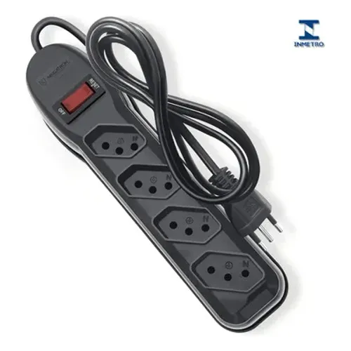 Filtro Linha Barra De Régua Extensão 4 Tomada - R$ 59,99