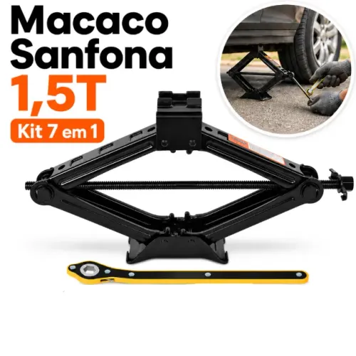 Macaco Sanfona Universal 1.5 Toneladas-Kit com Chave Catraca para Carros,vans,camionete