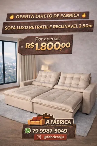 Sofá retrátil e reclinável 2,50 luxo