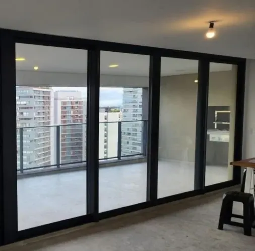 Porta Balcão - 5.20 L - 4 folhas cinza escuro - Linha gold (Porta forte)