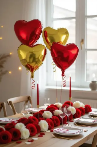 Kit Balão Metalizado de Coração 45cm (18pol) com 100 unidades (Dourado, Prata e Vermelho)