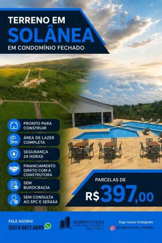 Terreno em Solânea, em Condomínio Fechado