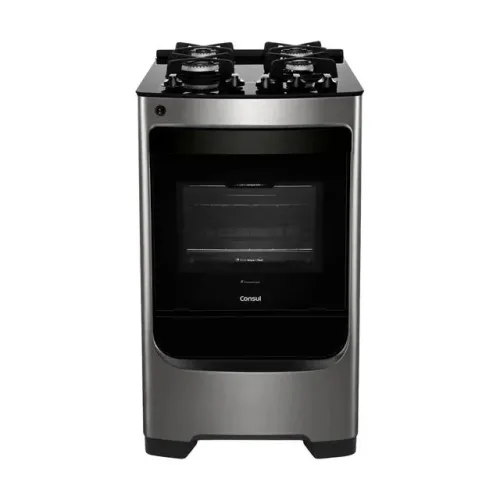 Fogão Consul 4 Bocas Inox com Mesa de Vidro e Grade de Ferro Fundido - CFO4VAR