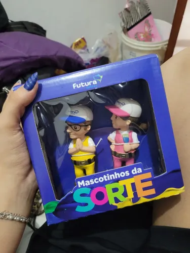 Bonecos Mascotinhos da Sorte Futura Tintas (Zé e Maria) - Novos na Caixa