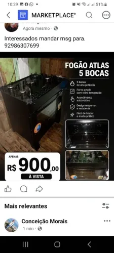 Vende-se fogao 5 bocas atlas seminovo