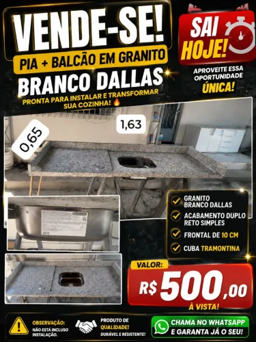 Pia mas balcão em granito branco dallas