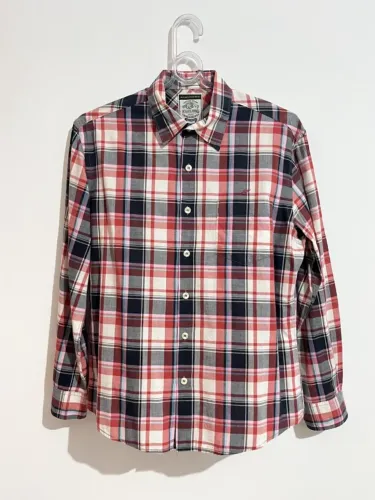 Camisa Ellus vermelha xadrez slim P original com bordado