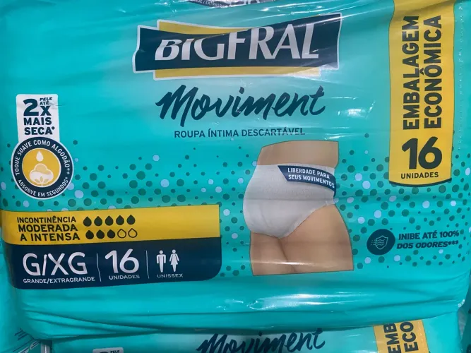 Roupa Íntima Bigfral Moviment G/XG 16 Unidades