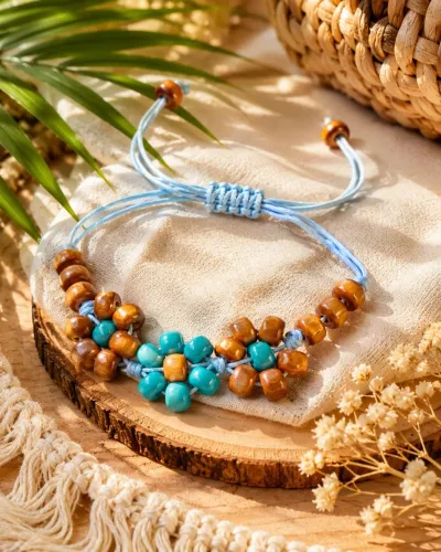 Pulseira artesanal de semente de açaí ajustável