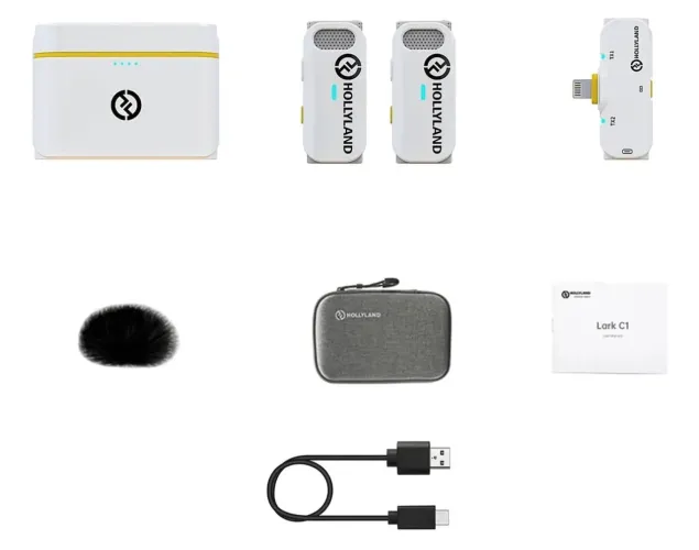 Microfone Sem Fio Hollyland Lark C1 Duo - 2 Pessoas + Case e Som Profissional