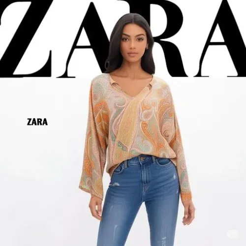 BLUSA ZARA DE VISCOSE/ ESTAMPADA