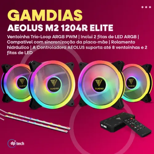 Kit Fan Completo GAMDIAS AEOLUS M2-1204R ELITE -Entrega Grátis-