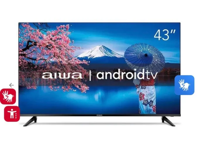 Smart TV 43" LED AIWA BL-02-A HDR10 Dolby Audio Android TV Preto