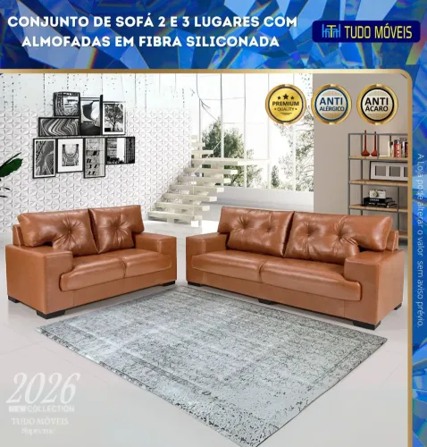 Conjunto de sofa de 2 e 3 lugares com almofadas de fibras de silicone