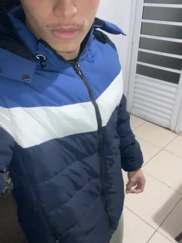 Jaqueta Masculina Acolchoada com Capuz - Azul Marinho