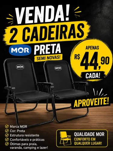 Cadeira praia MOR Preta 