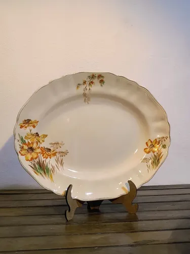 travessa grande anos 40 em porcelana inglesa sunshine antigo Antiquário decoração louça