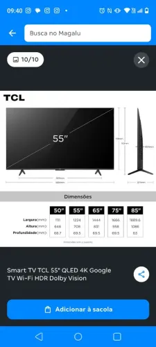 Smart TV 55? LED TCL 55P755 Wi-Fi