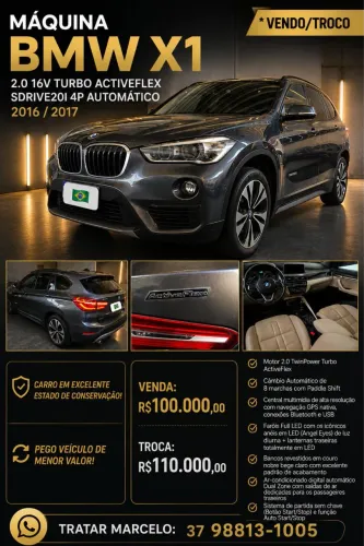 BMW X1 Sdrive 20I X-line 2.0 TB Active Flex 2017