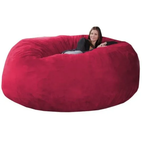 Puff Gigante Redondo 200x80 em Suede Vermelho Sem Enchimento