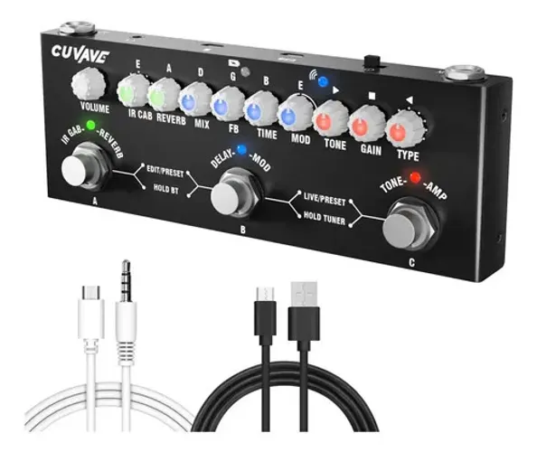Pedal de Efeito M-Vave Cube Baby Preto Multifuncional Guitarra Elétrica