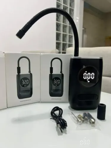 Compressor de Ar Portátil Recarregável Digital USB Calibrador Pneu