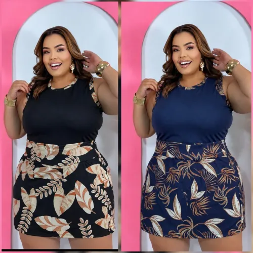 Conjunto short saia plus