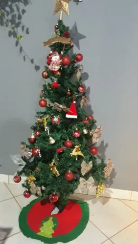 Árvore de natal com os enfeites 