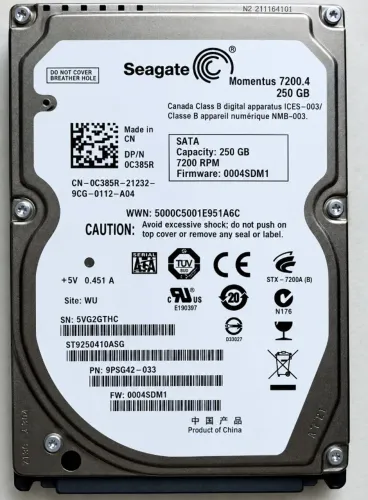 HD Seagate Turbo Momentus 7200.4 250 GB SATA 2.5" 7.200RPM ST9250410ASG