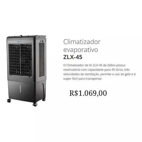 Climatizador zlx 45 litros - novo na caixa entregamos