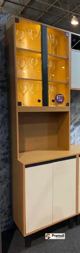 Cristaleira Ravena Cor freijò/Off Acetinado