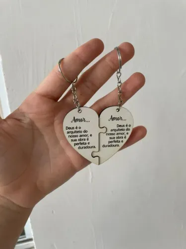 Kit 20 Pares de Chaveiros de Coração Personalizados - Quebra Cabeça, Dia dos Namorados